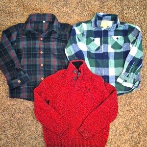 Lot of 3 Izod And Thereabouts Plaid And Red Knit Boy's Sweater Long Sleeve